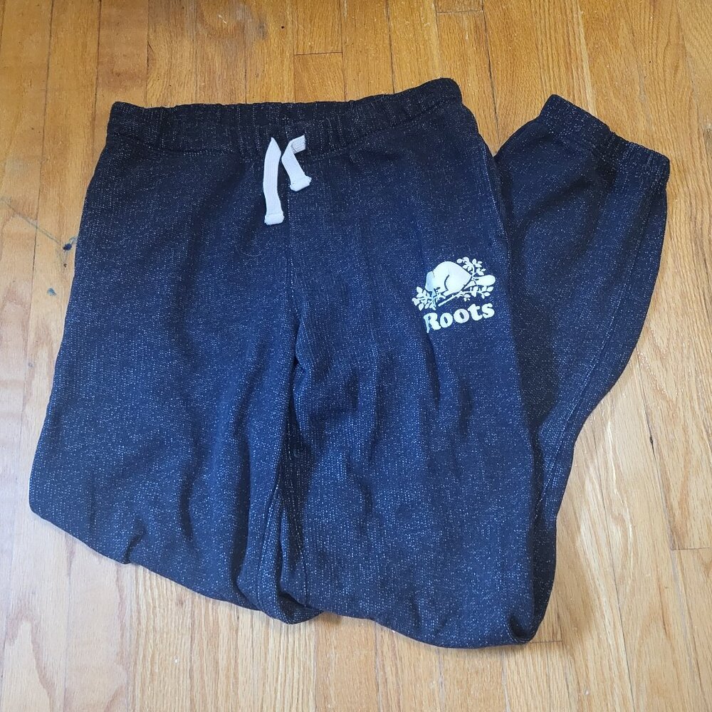 Roots Kids Classic Black with White specks Sweatpants with Inner Pockets 12 yrs